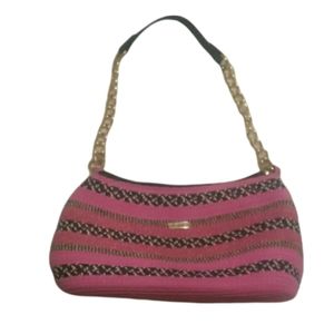 Sun' N' Sand' Pink woven shoulder bag